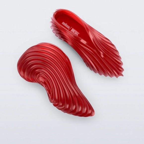 Diesel Red Sculptural Slip-On Shoes